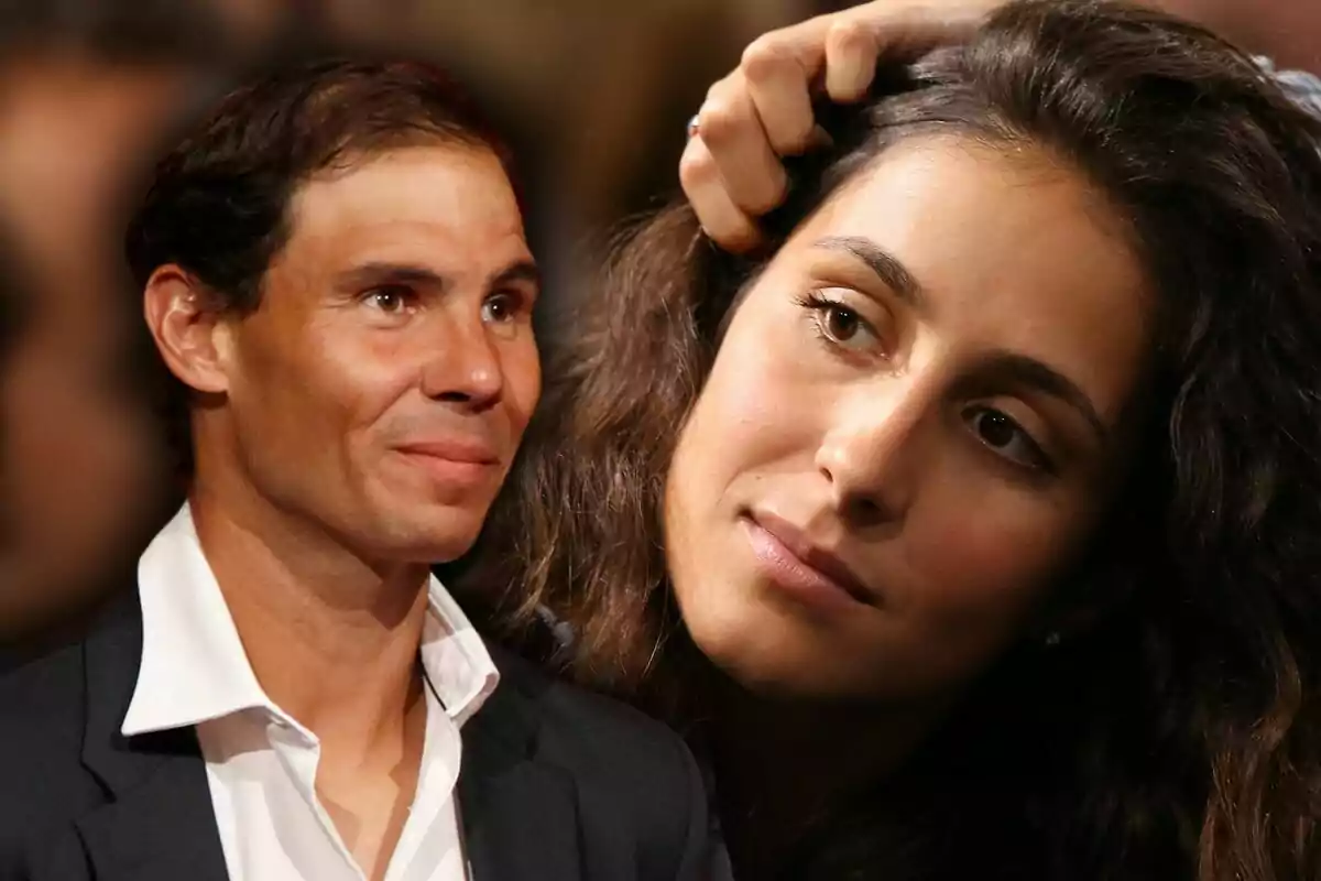 Two people looking in opposite directions, one with a pensive expression and the other slightly smiling.