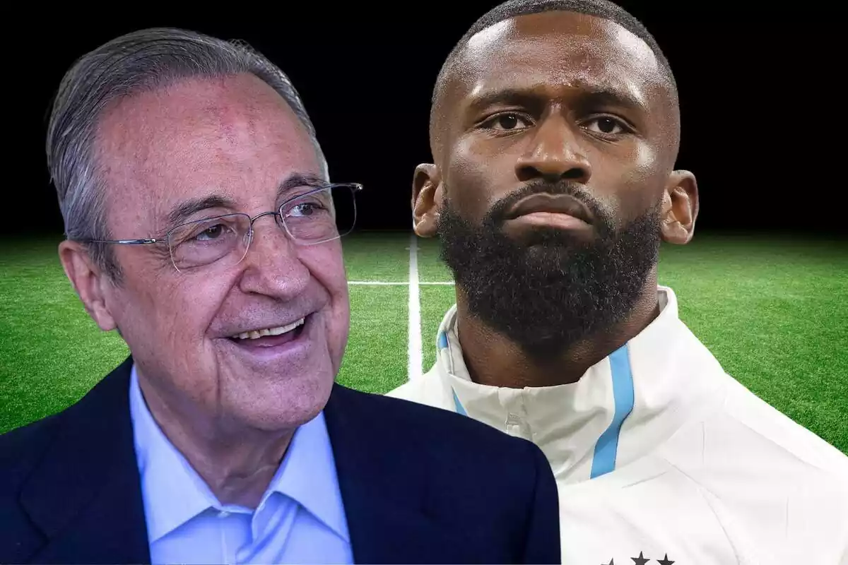 Montaje Florentino Pérez con Antonio Rudiger