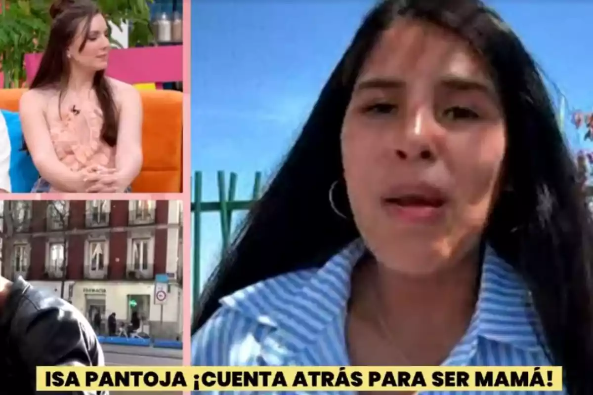 Captura de un programa de televisión con varias personas en pantalla y un titular en la parte inferior que dice ISA PANTOJA CUENTA ATRÁS PARA SER MAMÁ Captura de un programa de televisión con varias personas en pantalla y un titular en la parte inferior que dice ISA PANTOJA CUENTA ATRÁS PARA SER MAMÁ