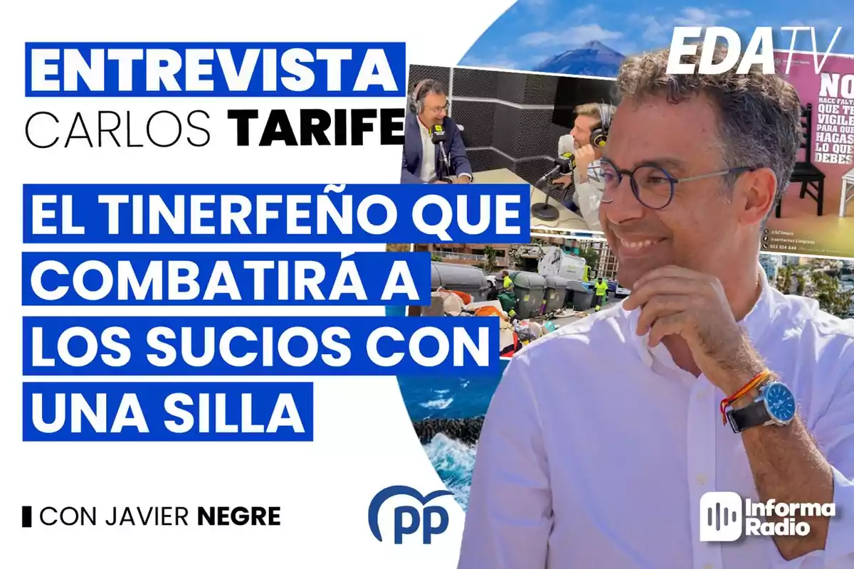 Entrevista a Carlos Tarife en EDA TV con Javier Negre, el tinerfeño que combatirá a los sucios con una silla.