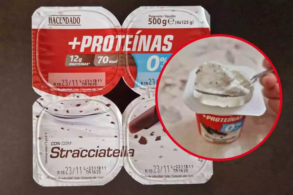 En el interior de los yogures de stracciatella de Mercadona se notan los trozos de chocolate En el interior de los yogures de stracciatella de Mercadona se notan los trozos de chocolate