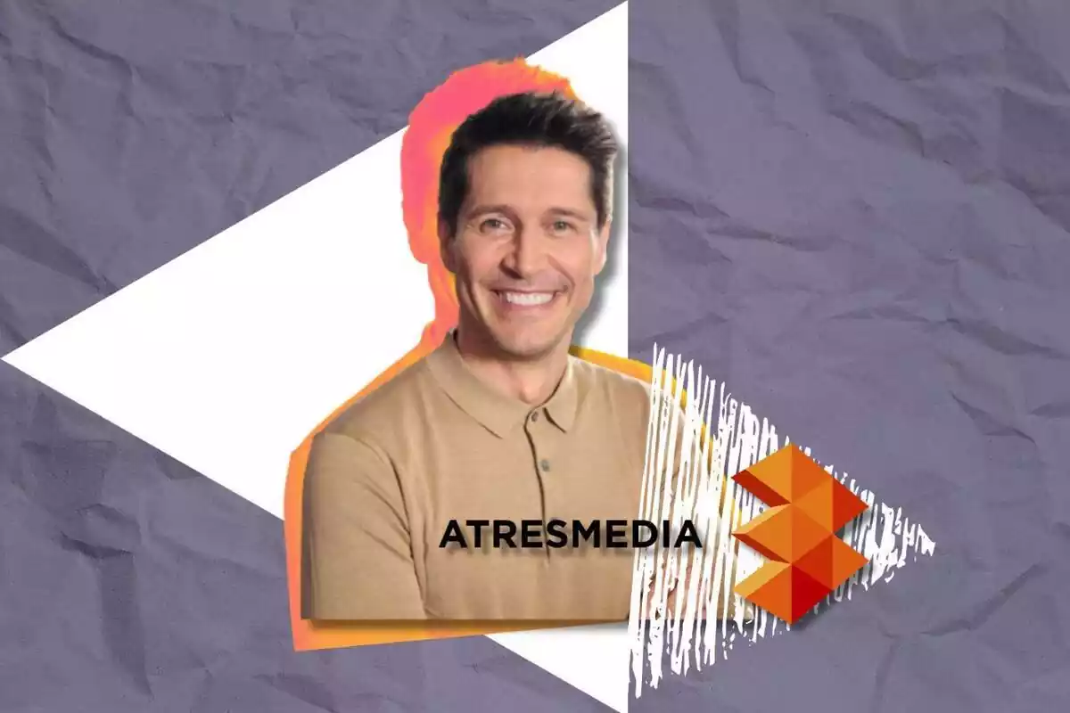 Collage de Jaime Cantizano junto con el logo de Atresmedia