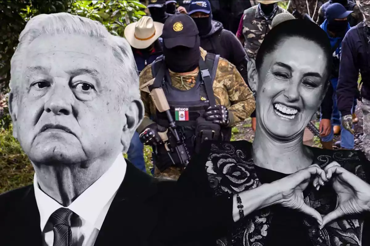 Collage de López obrador y la nueva presidenta de México