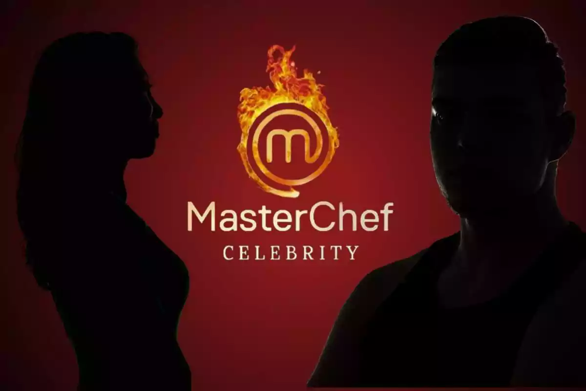Collage donde se ve a un hombre y a una mujer con el logo de MasterChef Celebrity