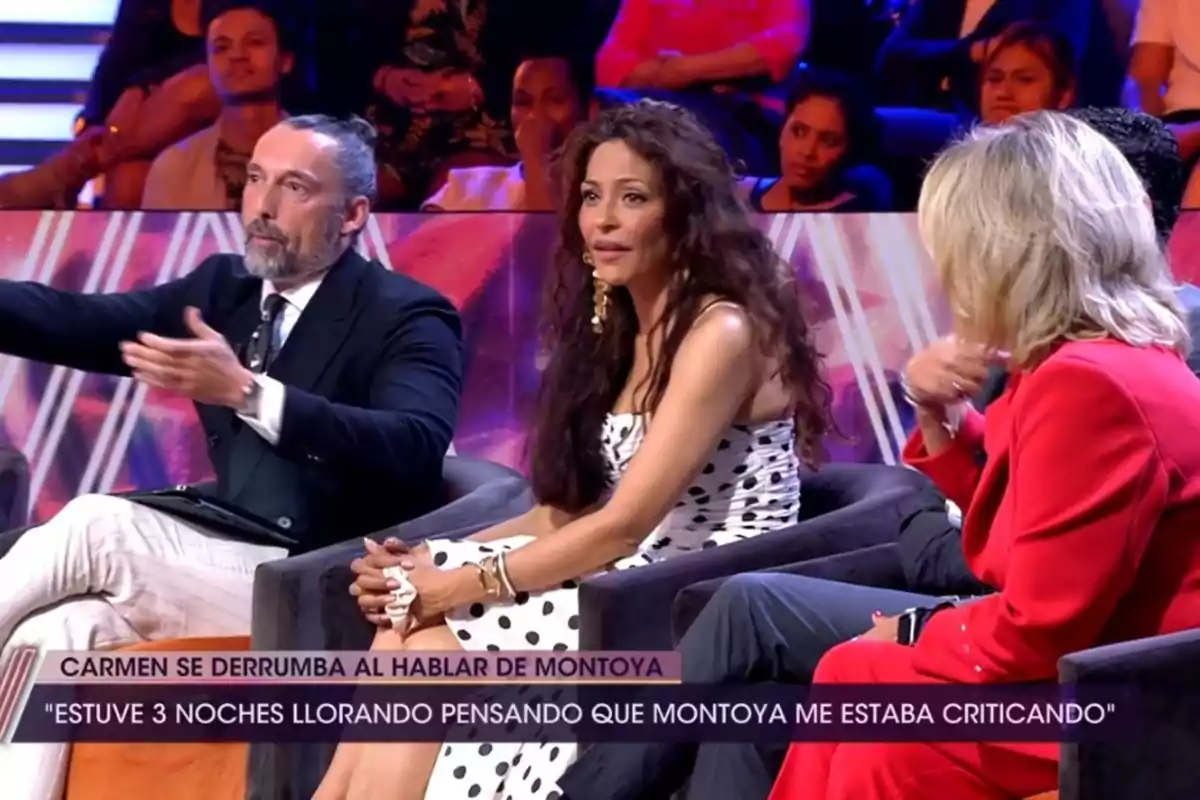 José Antonio León, Patricia Pérez y Terelu Campos, sentados, en el plató de '¡De Viernes!' José Antonio León, Patricia Pérez y Terelu Campos, sentados, en el plató de '¡De Viernes!'
