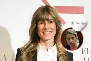 Una mujer sonriente con cabello largo y rubio en un evento, con un logotipo de la Universidad Complutense de Madrid y un recuadro con otra mujer en la esquina inferior derecha.