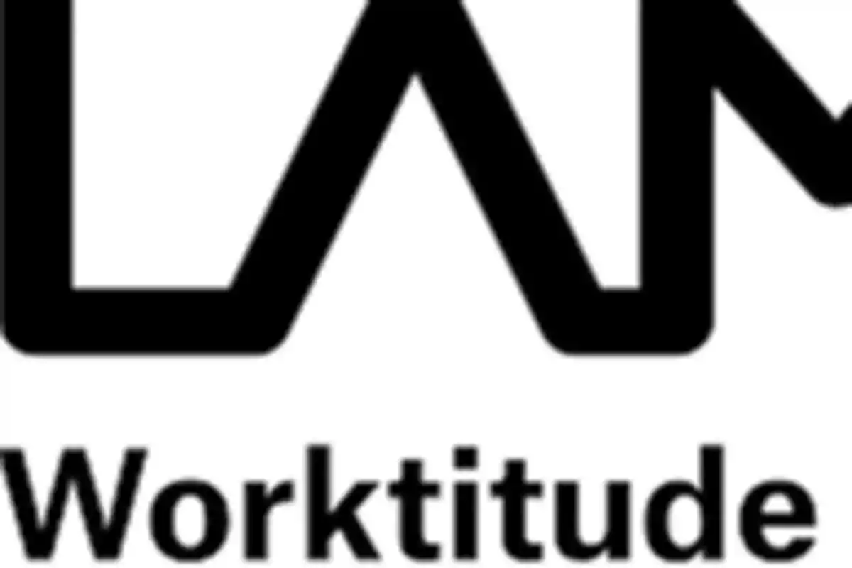 Logotipo de Worktitude con un diseño geométrico en negro.