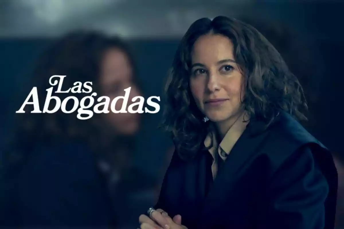 Irene Escolar con cabello rizado y expresión serena aparece junto al título "Las Abogadas" en un fondo oscuro.