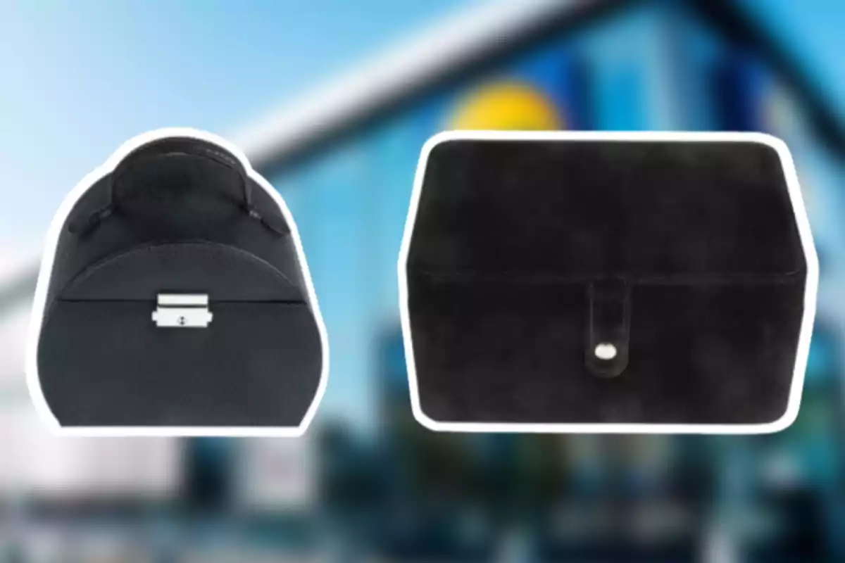 Dos bolsos negros sobre un fondo desenfocado. Dos bolsos negros sobre un fondo desenfocado.