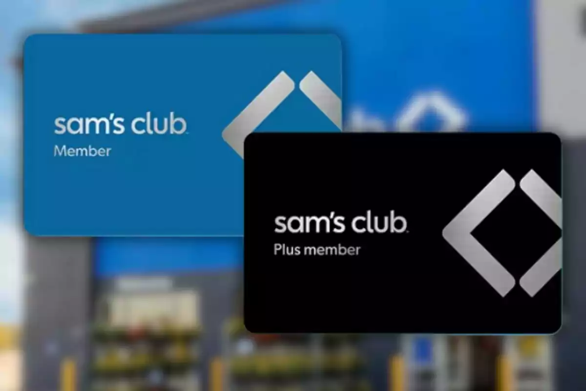 Sam's Club membership cards in blue and black colors. Sam's Club membership cards in blue and black colors.