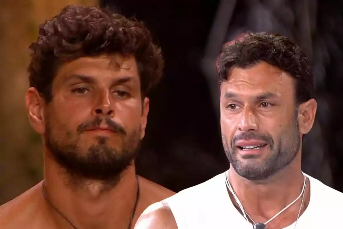 Montaje de una imagen de Jorge Pérez junto a Alejandro Nieto, ambos en 'Supervivientes All Stars'