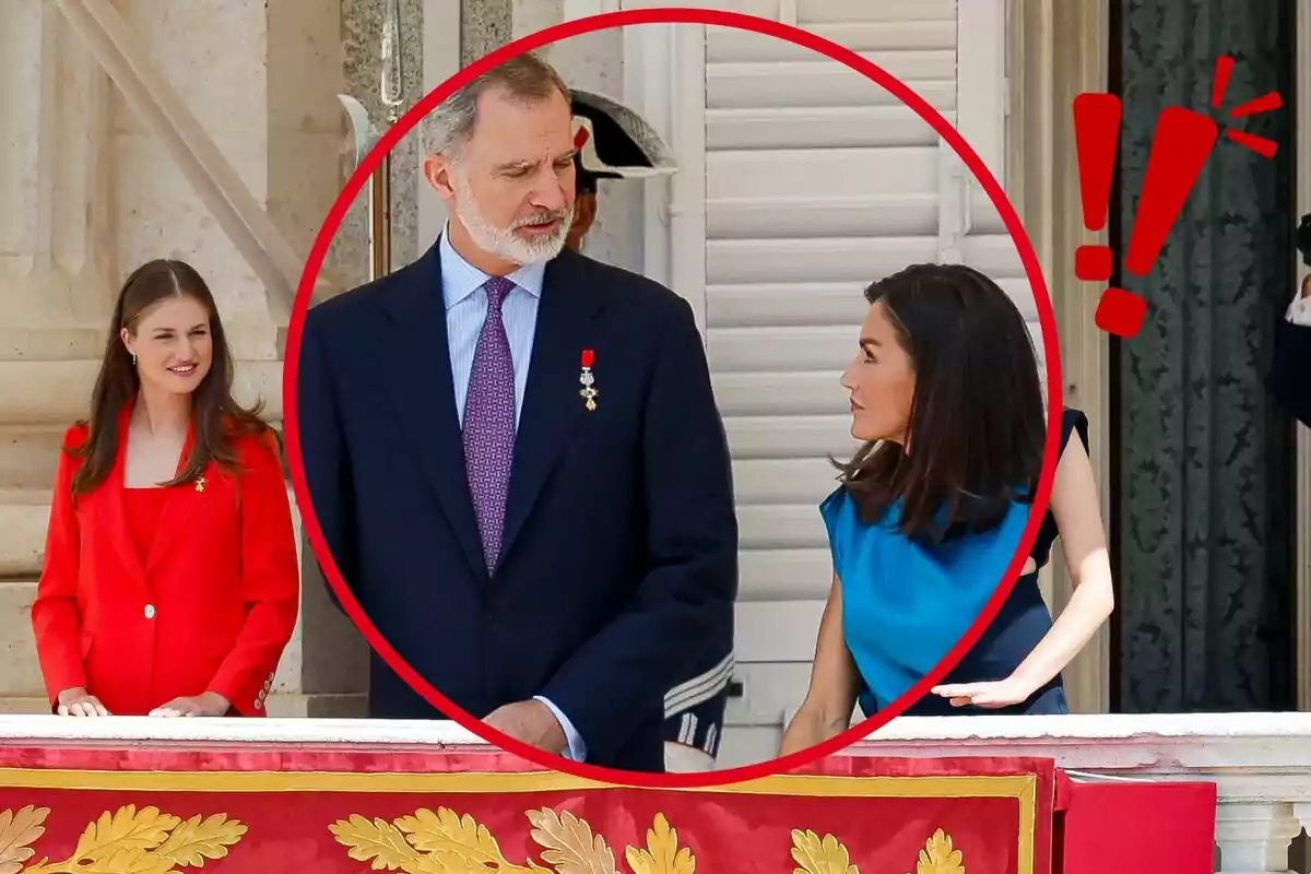 Montaje con la imagen de Letizia y Felipe en el balcón del Palacio Real