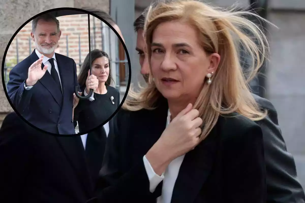 Montaje con la infanta Cristina junto a una imagen con Letizia y Felipe