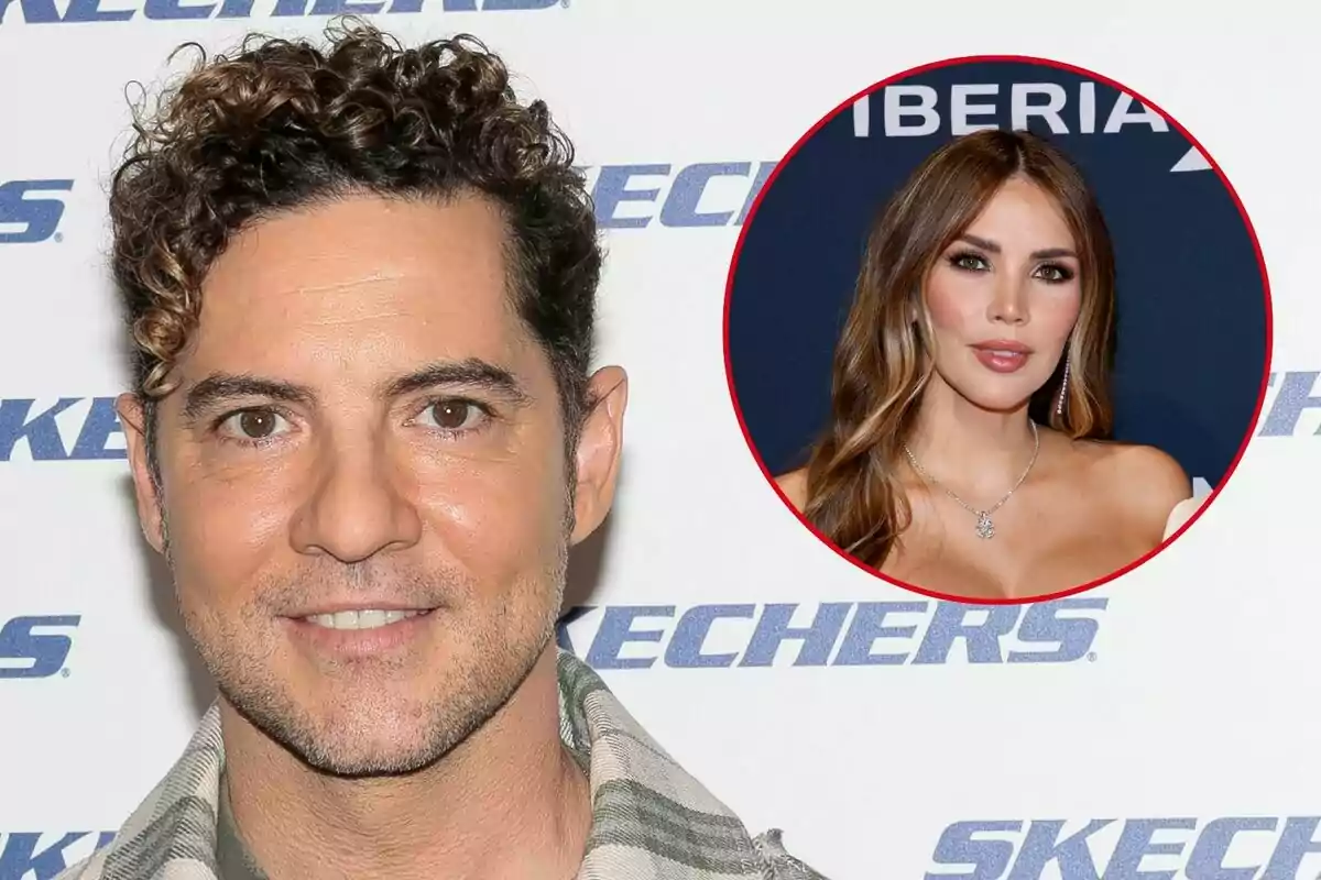 Montaje de un primer plano de David Bisbal sonriendo y Rosanna Zanetti con rostro neutro con el pelo a un lado