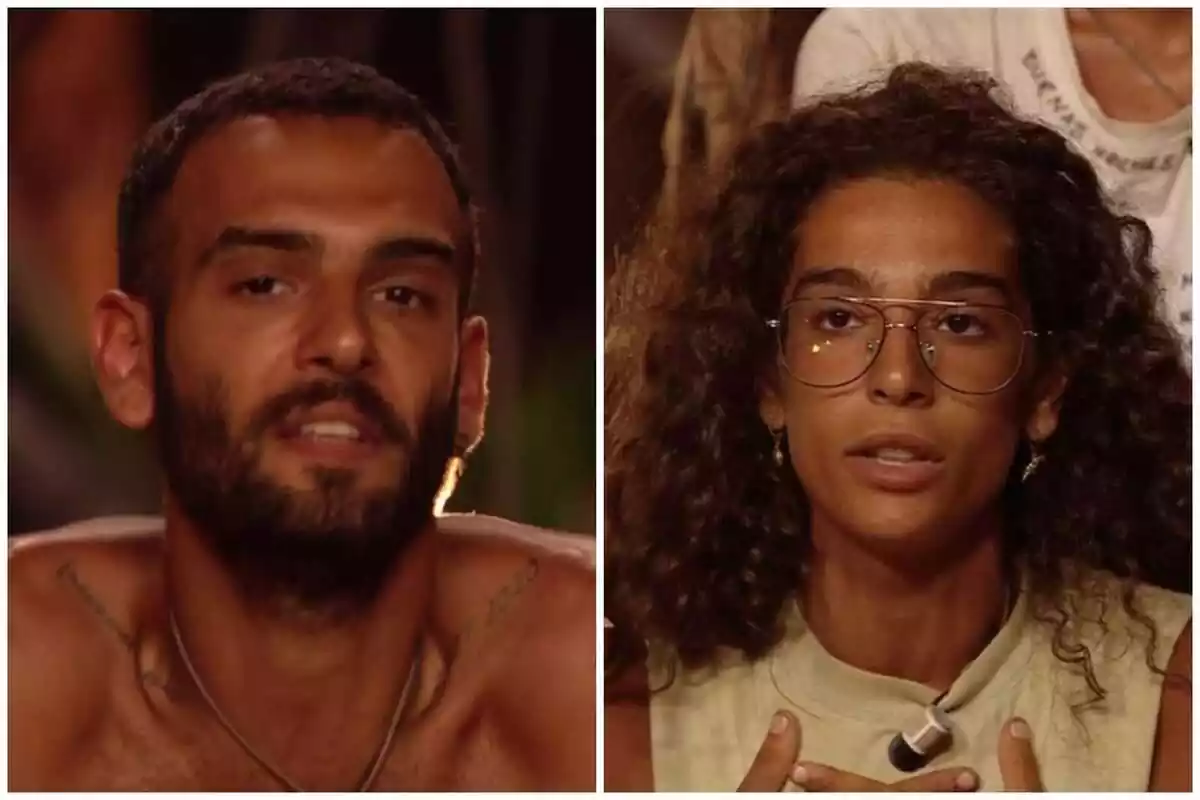 Montaje de fotos de Alma Bollo y su hermano, Manuel Cortés, ambos en ‘Supervivientes 2023’, con rostro de enfado Montaje de fotos de Alma Bollo y su hermano, Manuel Cortés, ambos en ‘Supervivientes 2023’, con rostro de enfado