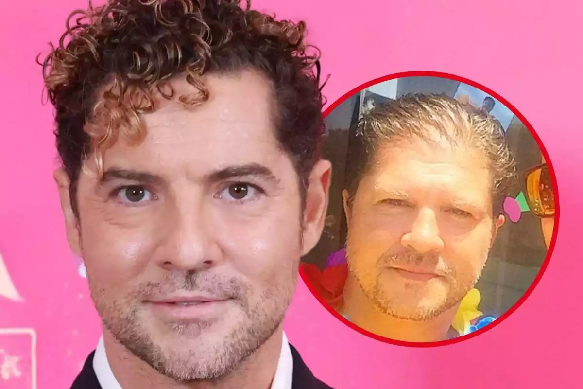 Montaje de fotos de primer plano de David Bisbal y su hermano, José María Bisbal, ambos con rostro serio