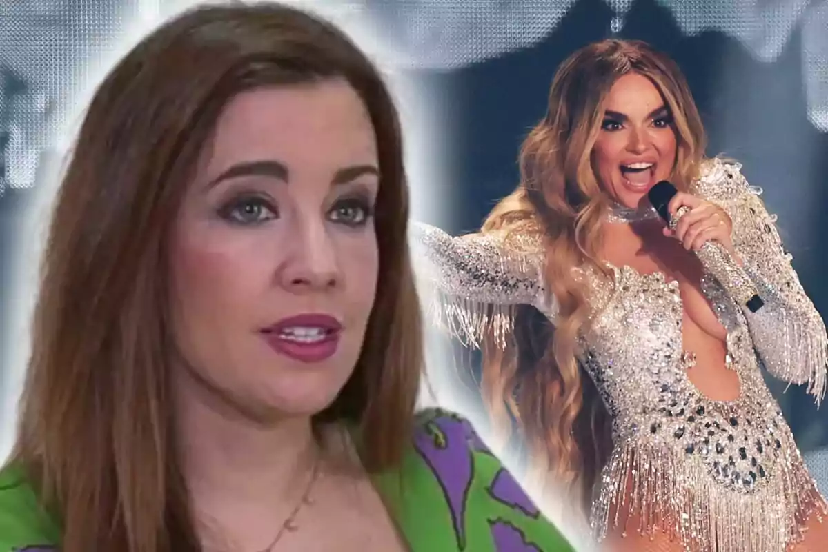 Montaje de fotos de la psicóloga Lara Ferreiro y, al lado, una imagen de Melody cantando en Eurovisión 2025.