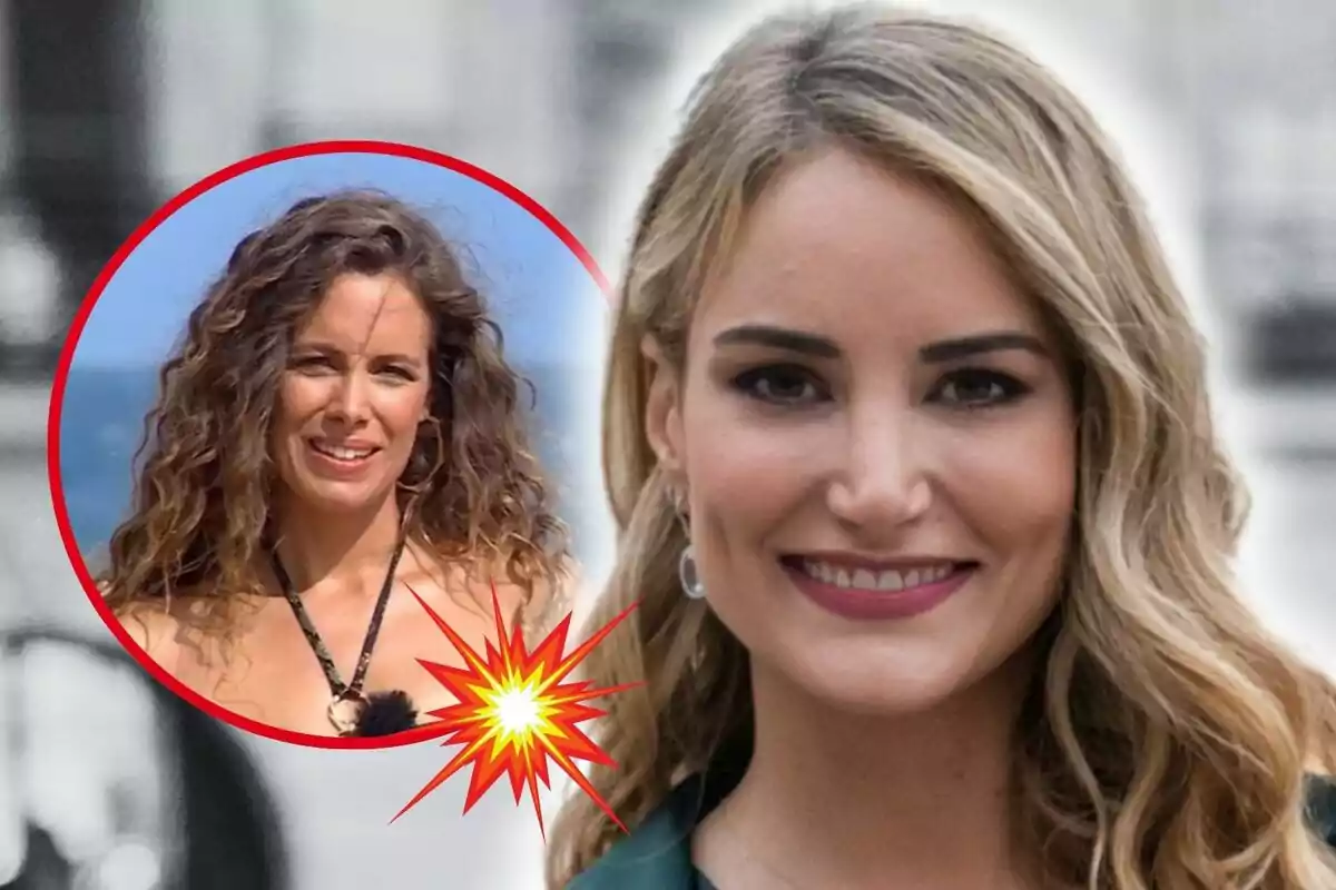 Montaje de fotos de primer plano de Alba Carrillo con cara sonriente y Laura Madrueño con rostro neutro.