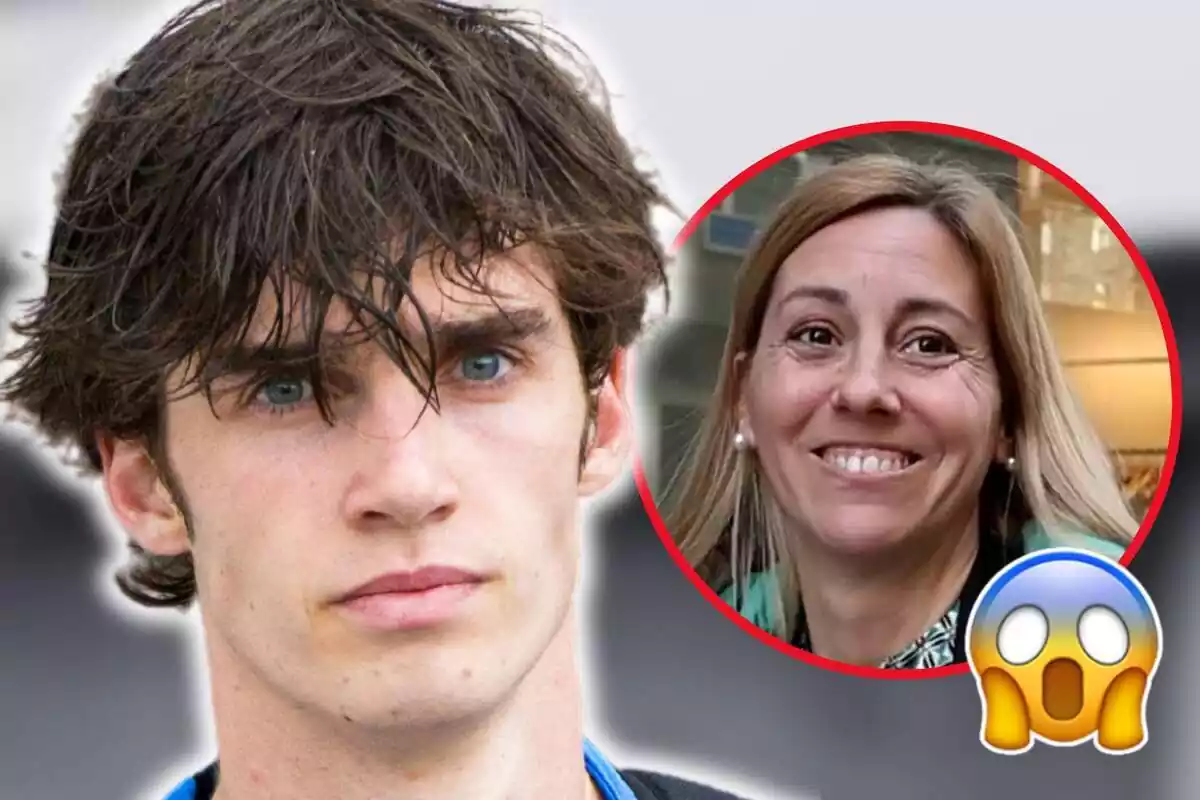 Montaje de fotos de primer plano de Pablo Urdangarin con rostro serio y, al lado, una imagen de Ainhoa Armentia -pareja de su padre- con rostro muy sonriente; ambos tienen un emoji de sorpresa delante