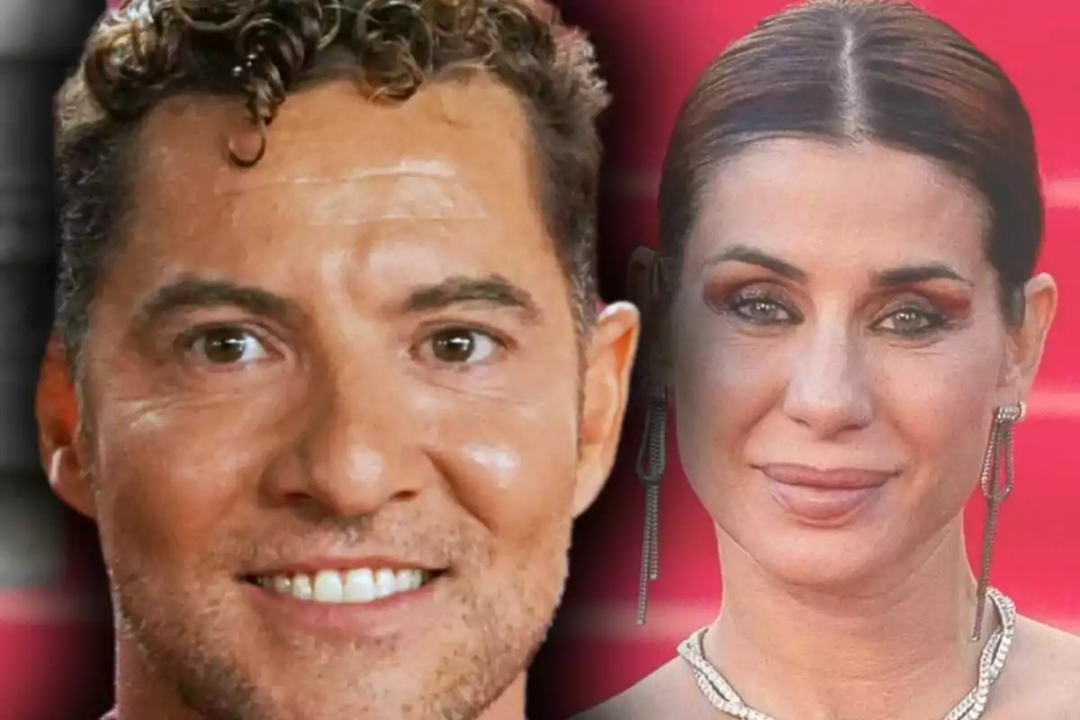Montaje de fotos de primer plano de David Bisbal y Elena Tablada, ambos con rostro sonriente.