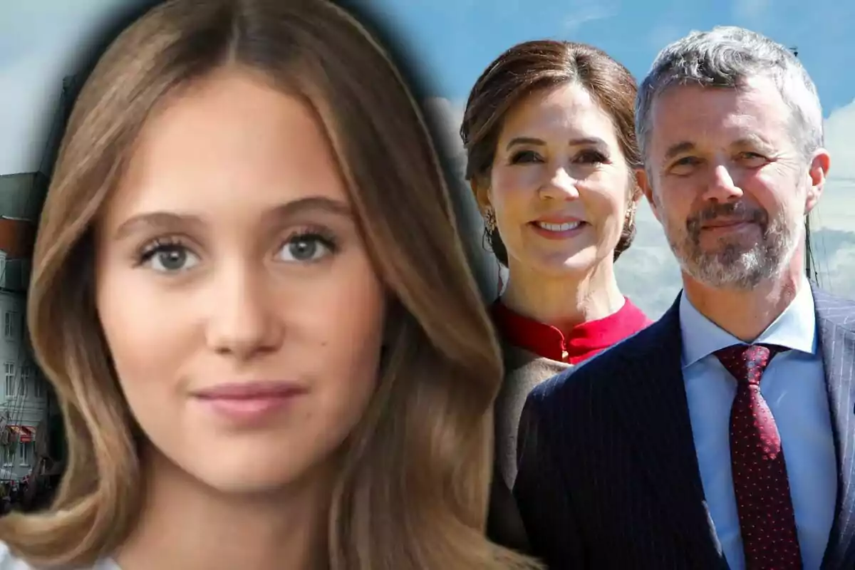Photo montage of Princess Josephine of Denmark and her parents, Mary and Frederik of Denmark.