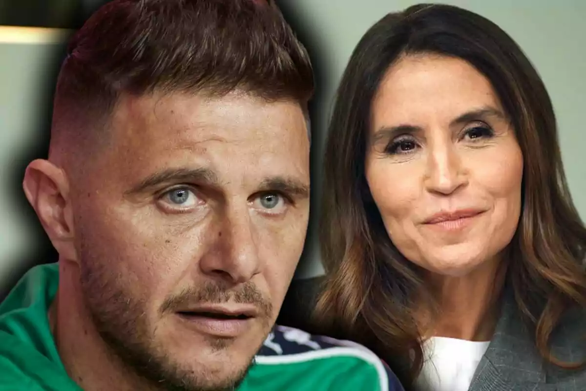 Close-up photo montage of Joaquín Sánchez with a serious face and Susana Saborido with a slightly smiling face.