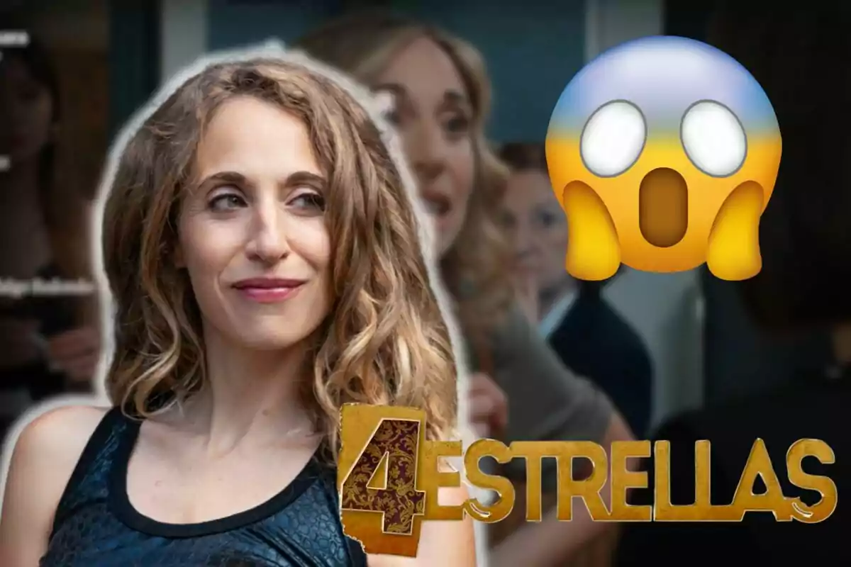 Marta Aledo sonriente con el logo de "4 Estrellas" y un emoji de sorpresa.