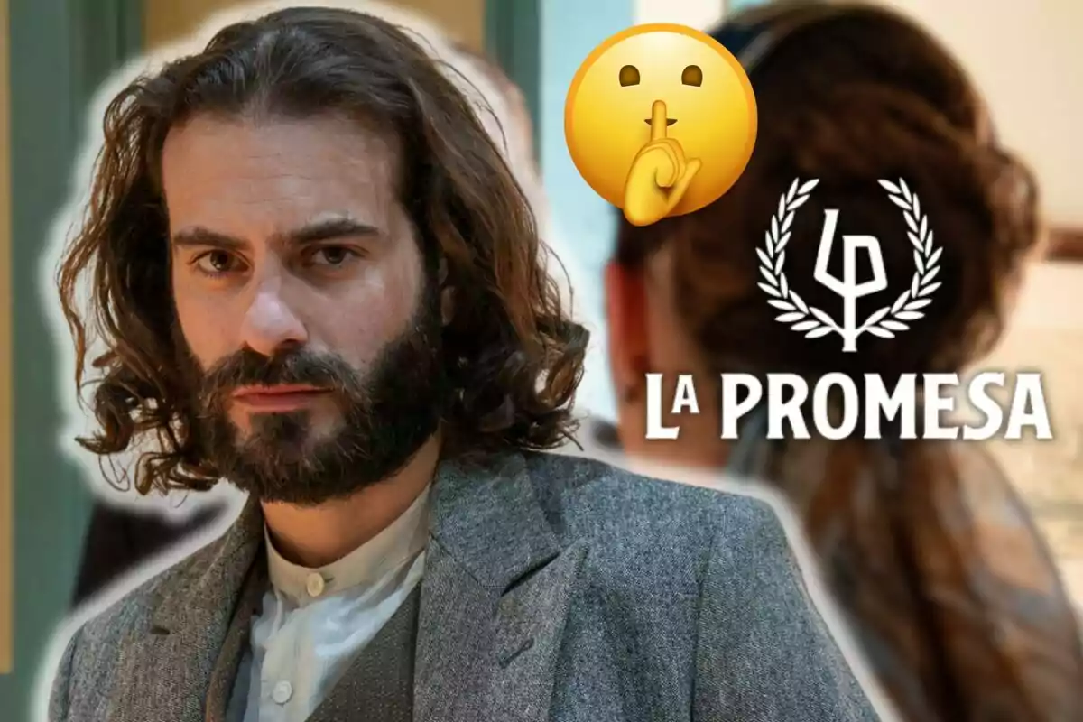 Ibrahim Al Shami mira al frente, junto a un emoji de silencio y el texto "La Promesa".