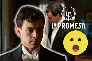 Xavi Lock con expresión seria en primer plano, con un fondo desenfocado de una pareja y el texto 