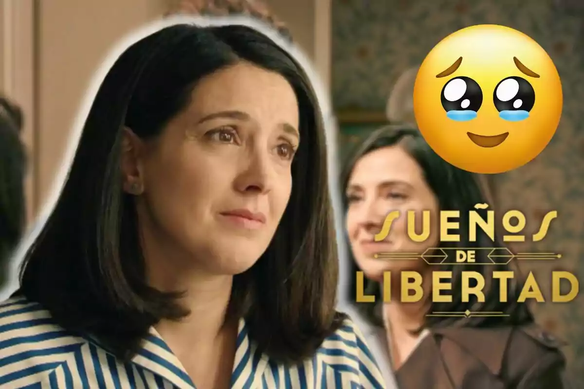 Carolina Lapausa con expresión emotiva aparece junto al texto "Sueños de Libertad" y un emoji de carita llorando.