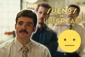 Javier Beltrán con bigote y corbata aparece en primer plano, mientras que en el fondo se ven dos personas desenfocadas y el texto 