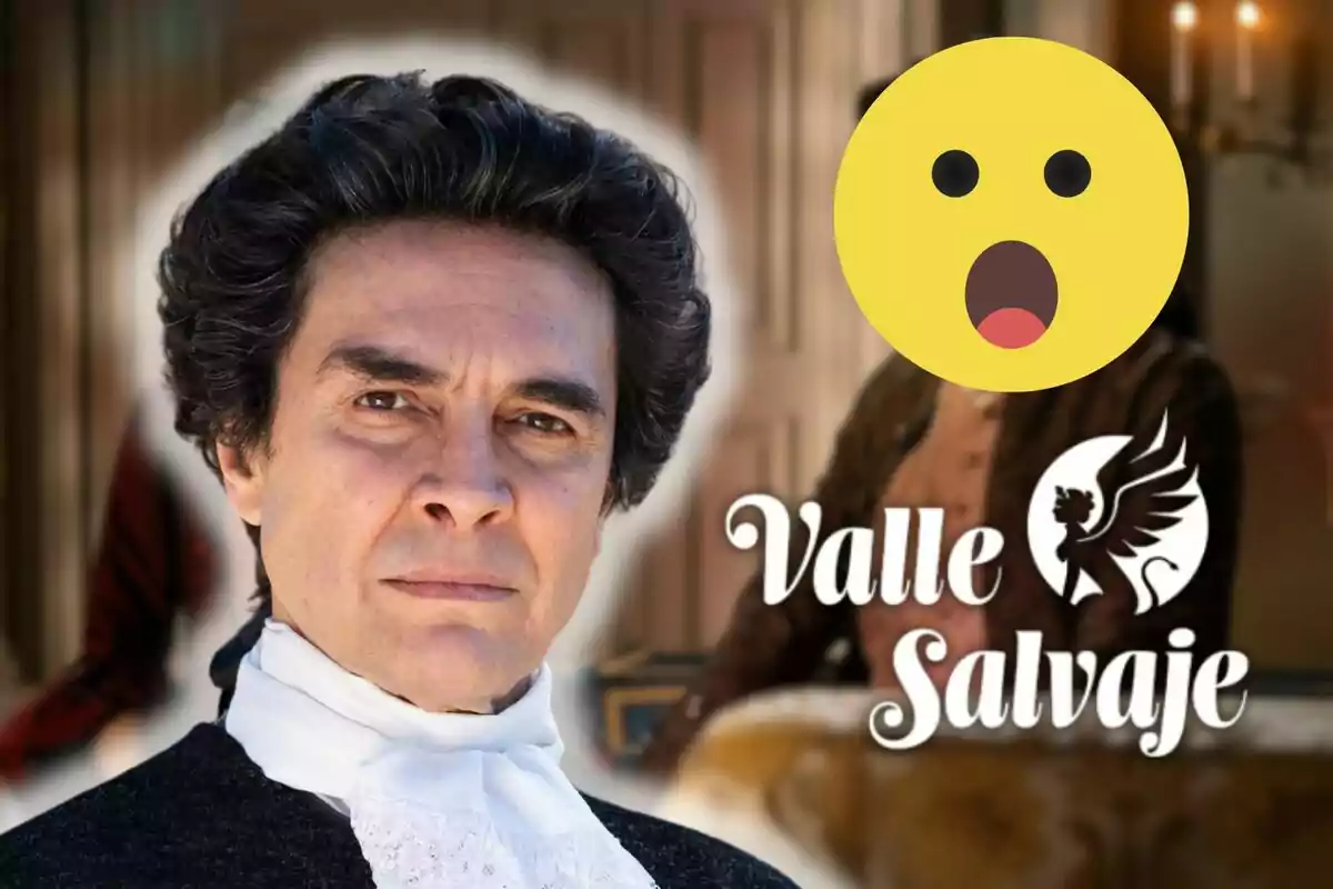 José Manuel Seda in period clothing appears in the foreground with the "Valle Salvaje" logo and a surprised emoji in the background.