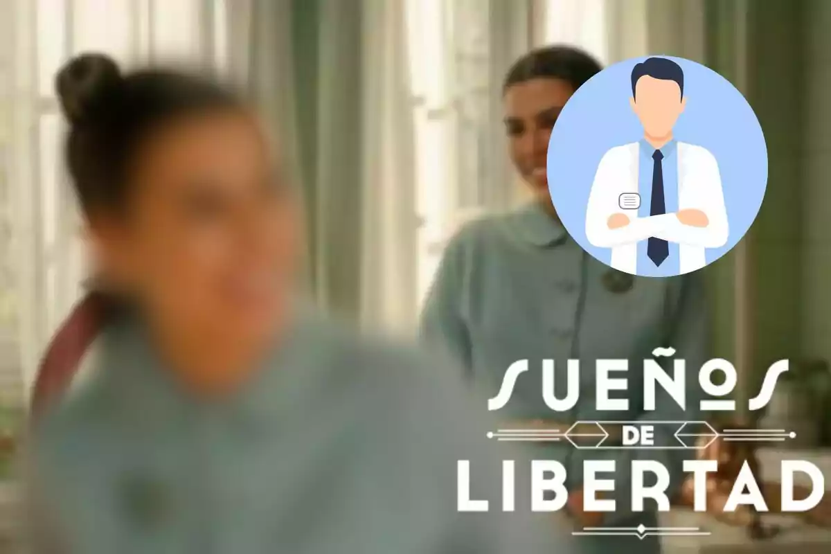 La imagen muestra a dos mujeres desenfocadas en el fondo, con un texto en la parte inferior que dice "Sueños de Libertad" y un ícono de un médico en la esquina superior derecha.