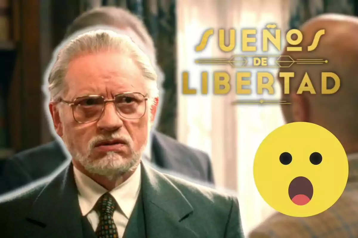 Nancho Novo con gafas y expresión seria está en primer plano con el texto "Sueños de Libertad" en el fondo y un emoji sorprendido en la esquina inferior derecha.