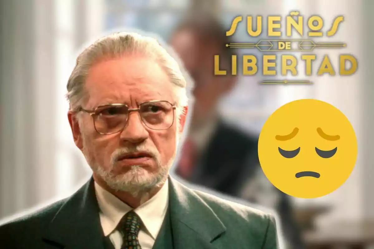 Nancho Novo con gafas y expresión seria aparece en primer plano con el texto "Sueños de Libertad" en la parte superior derecha y un emoji de cara triste al lado.