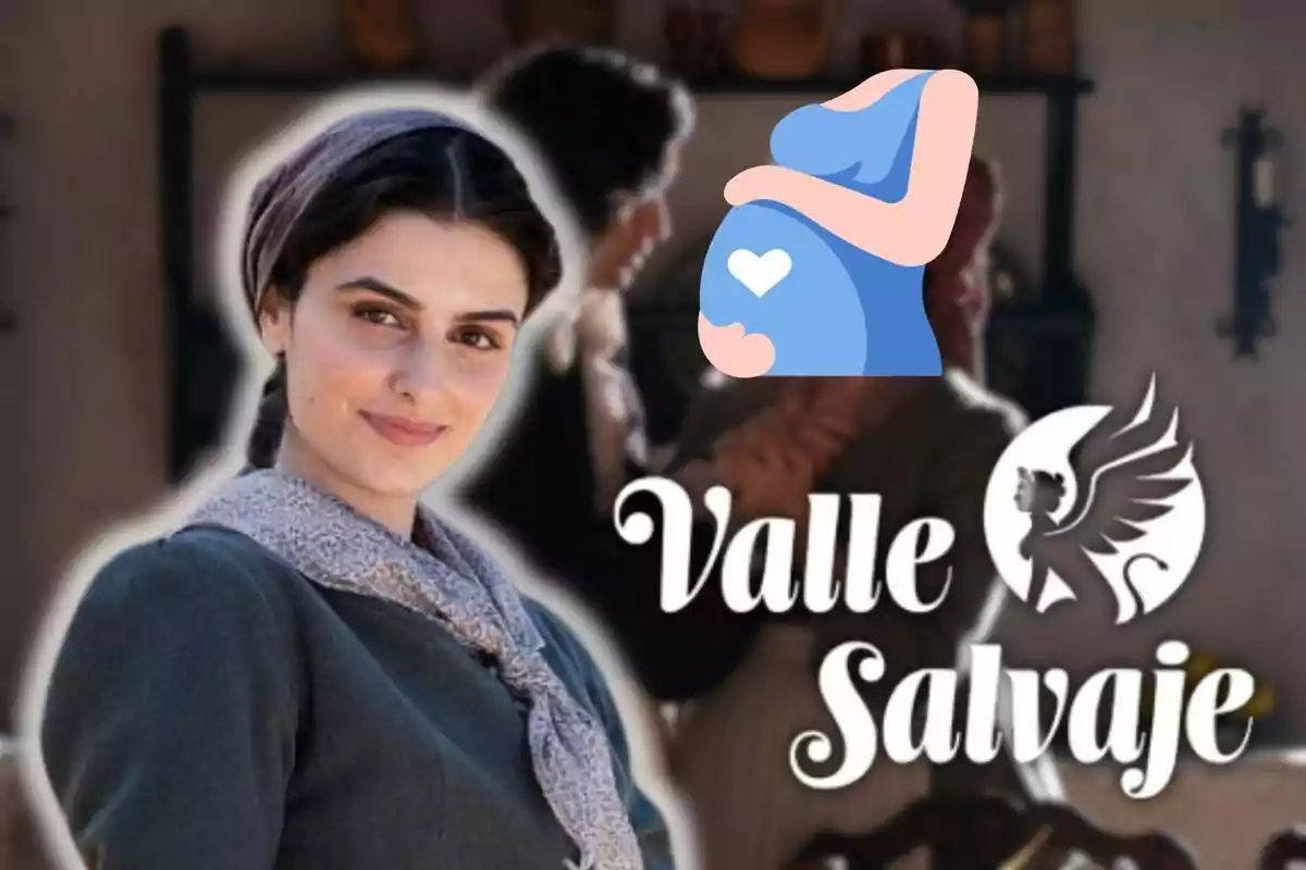 Loren Mairena sonriente con un pañuelo en la cabeza aparece en primer plano, junto al texto "Valle Salvaje" y un logotipo de un ángel alado; hay un emoji de una mujer embarazada superpuesto en el fondo.