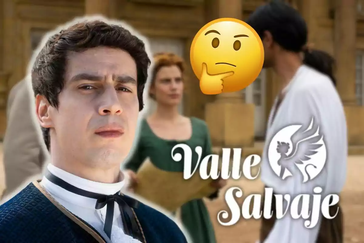 Nacho Olaizola con expresión seria en primer plano, un emoji pensativo y el texto "Valle Salvaje" con un logotipo de un grifo alado en el fondo.