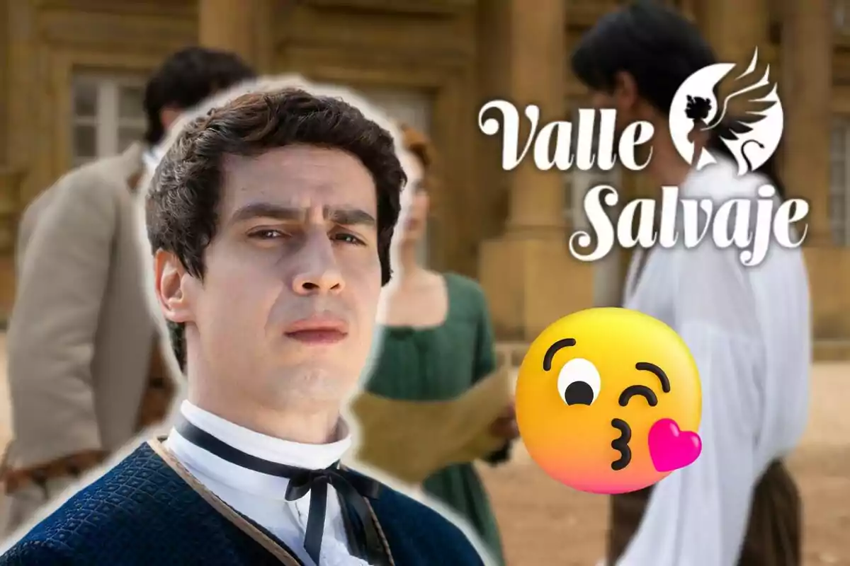 Nacho Olaizola con expresión seria en un entorno histórico con el texto "Valle Salvaje" y un emoji de beso.