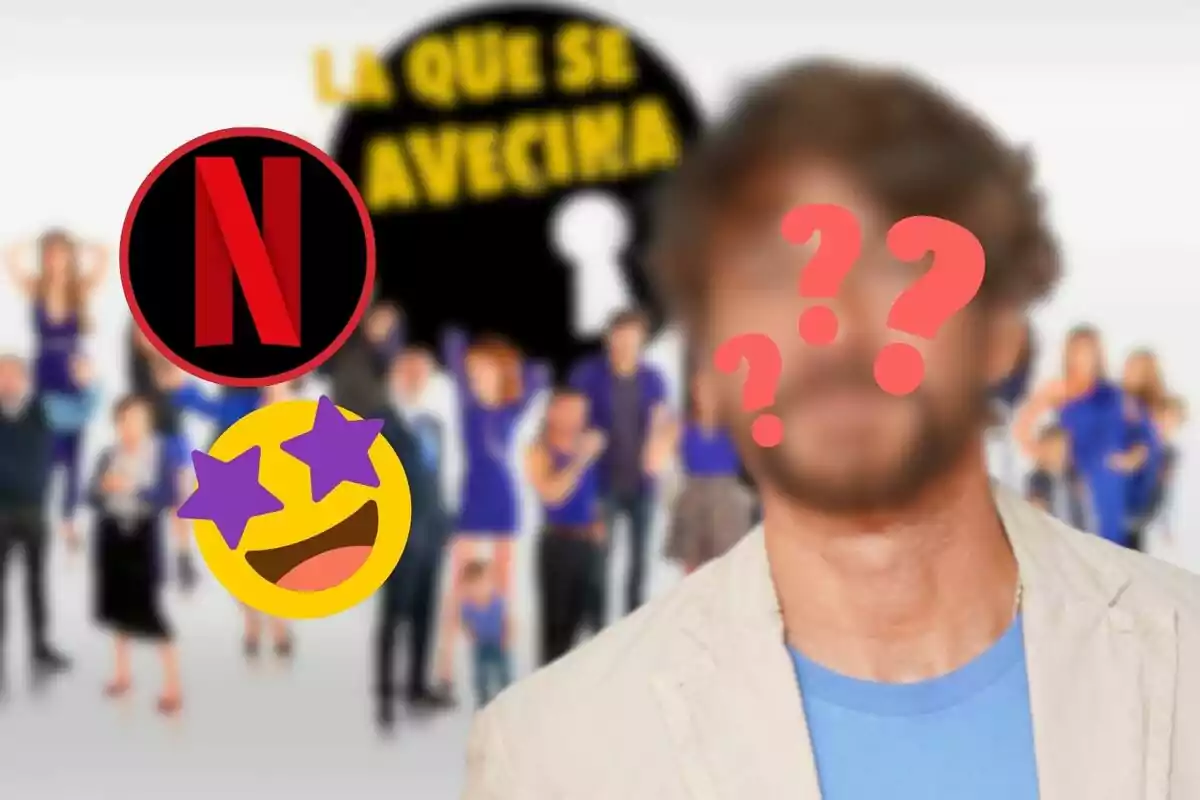 Imagen promocional de la serie "La que se avecina" en Netflix con emojis sobre el rostro de una persona.