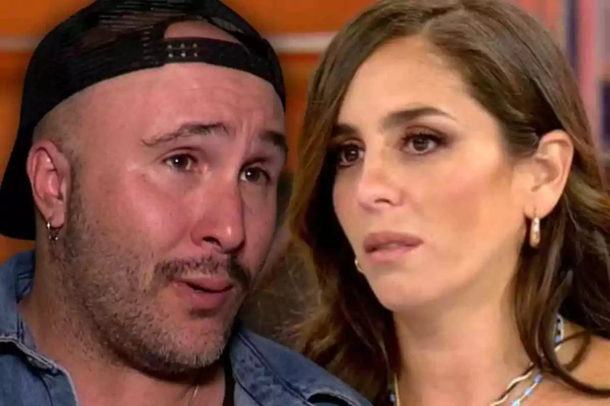 Kiko Rivera y Anabel Pantoja mirándose con expresiones serias.