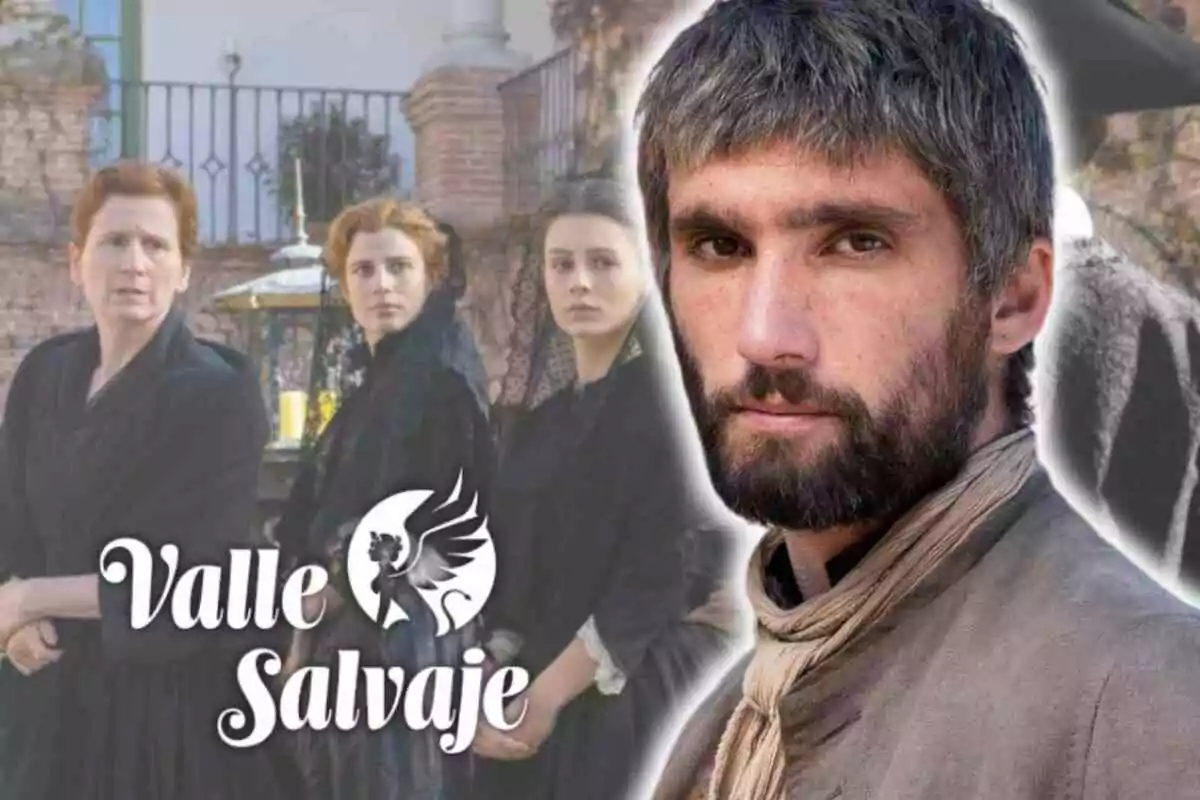 Chechu Salgado con barba y cabello corto aparece en primer plano, mientras que tres mujeres vestidas de negro están en el fondo, junto al logotipo de "Valle Salvaje".