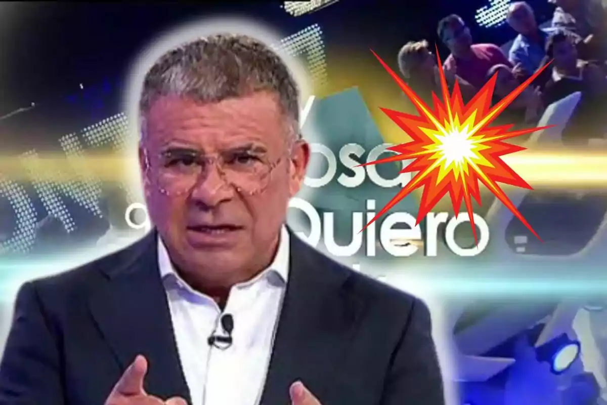 Jorge Javier Vázquez con expresión seria y un gráfico de explosión en el fondo.