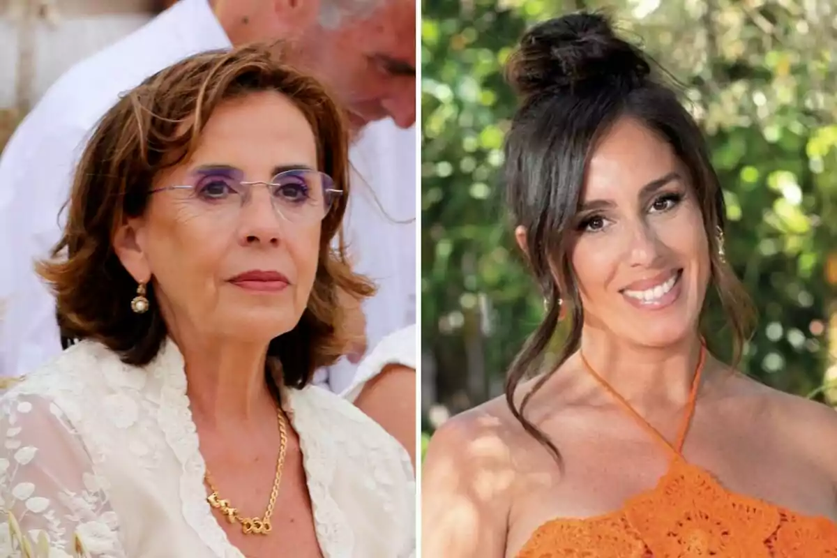Mercedes Bernal y Anabel Pantoja posan en un entorno al aire libre, una lleva gafas y un collar dorado, mientras que la otra luce un vestido naranja y un peinado recogido. Mercedes Bernal y Anabel Pantoja posan en un entorno al aire libre, una lleva gafas y un collar dorado, mientras que la otra luce un vestido naranja y un peinado recogido.