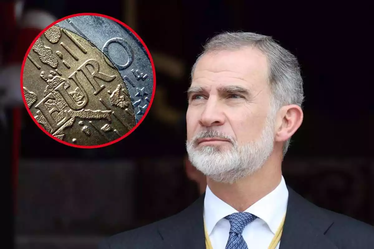 Montaje de una moneda de euro y el rey Felipe VI Montaje de una moneda de euro y el rey Felipe VI
