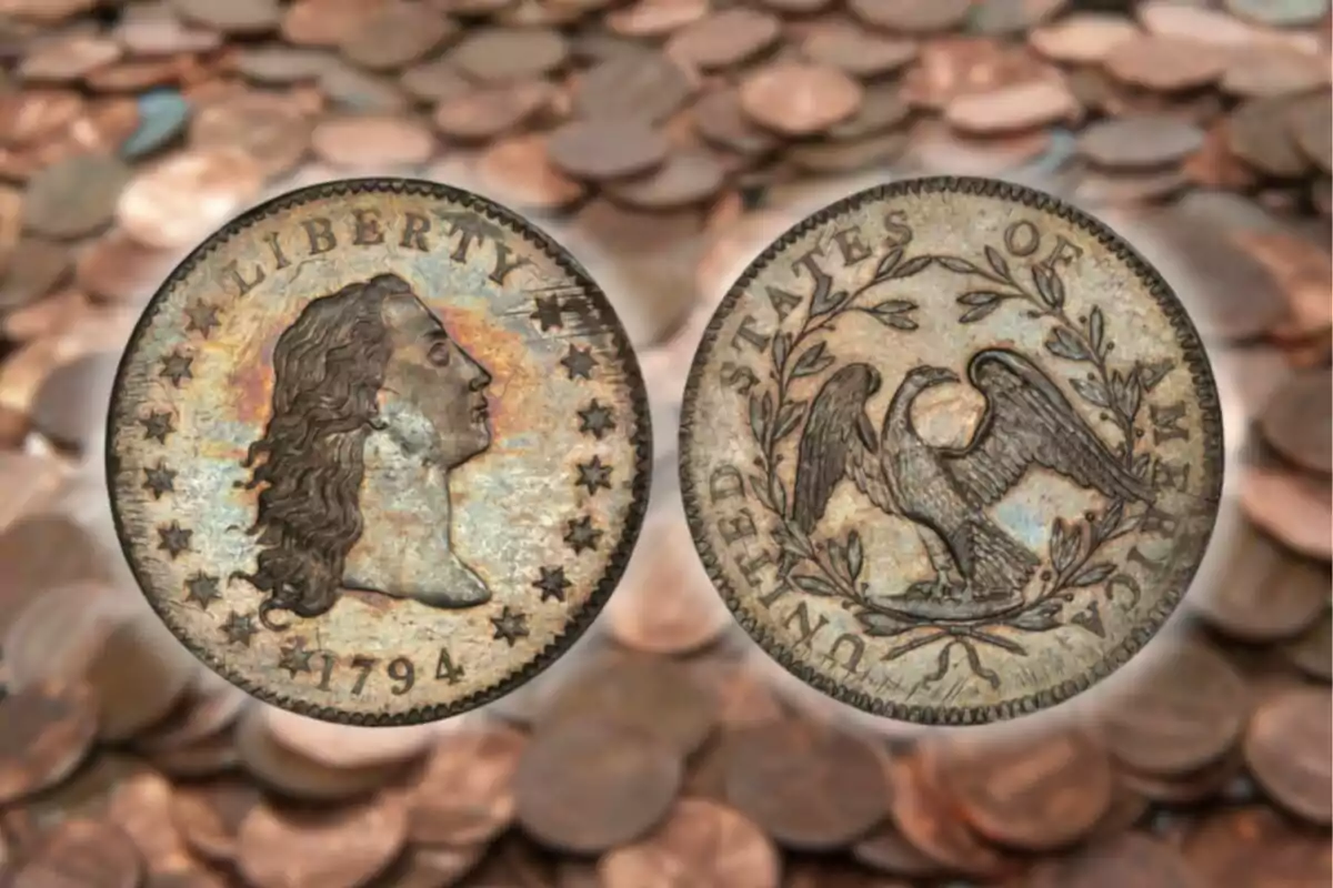 Moneda antigua de 1794 con la inscripción Moneda antigua de 1794 con la inscripción