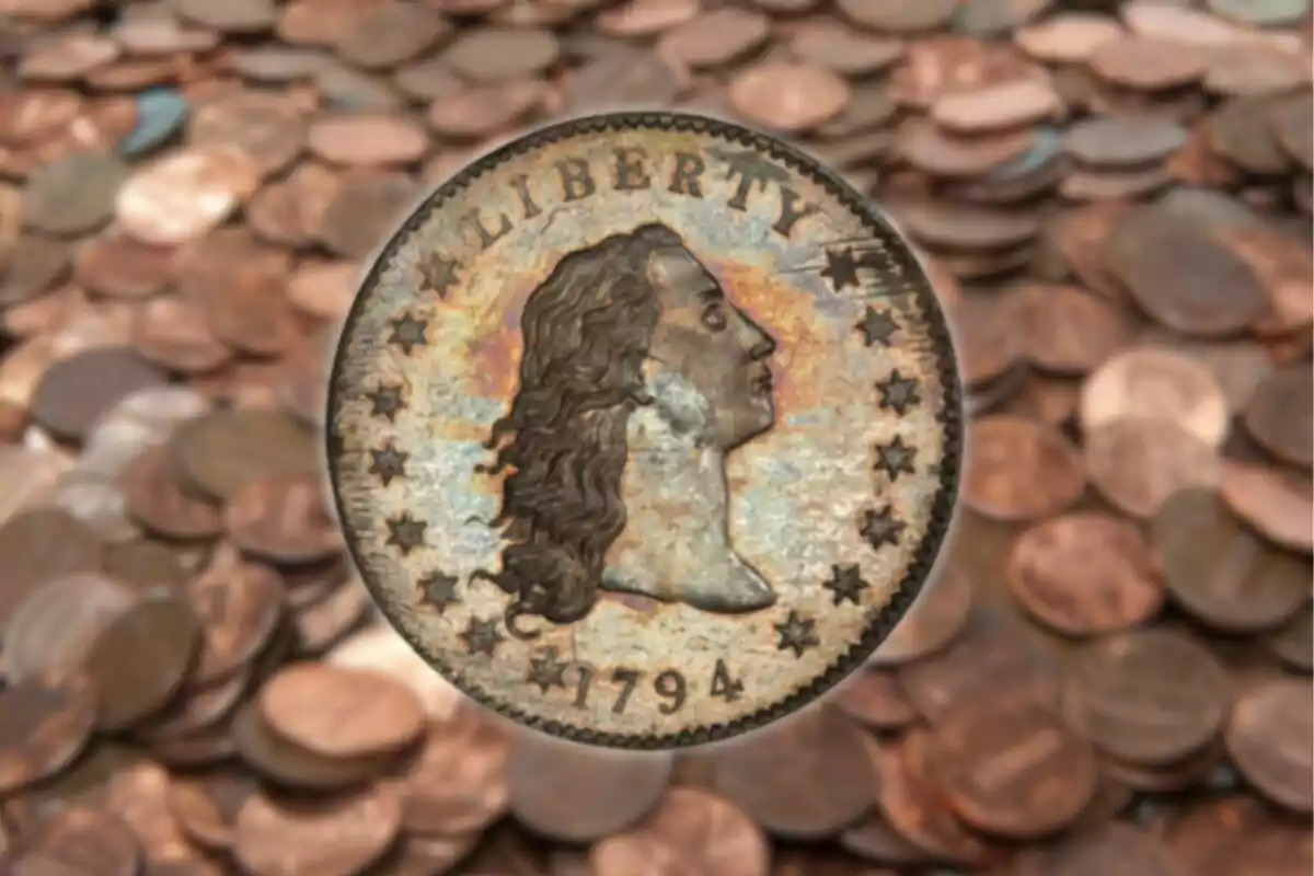 Moneda antigua de 1794 con la inscripción Moneda antigua de 1794 con la inscripción