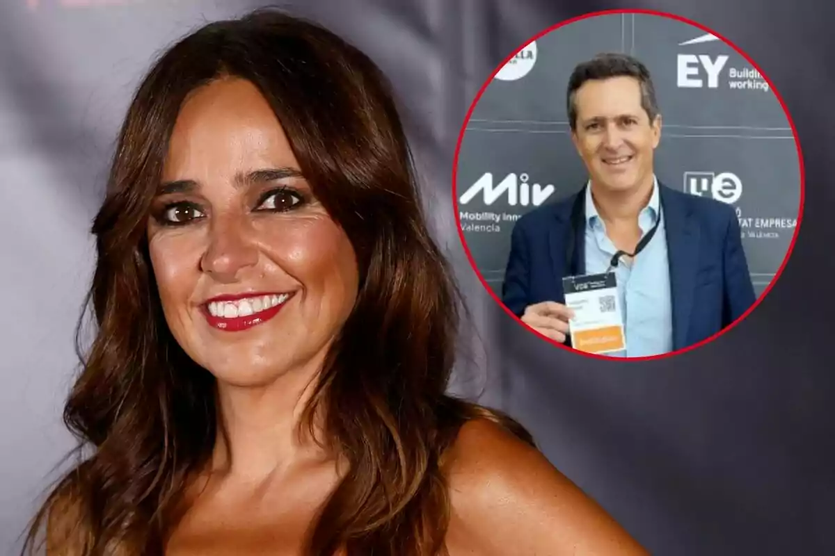 Carmen Alcayde sonriente con cabello castaño y Eduardo Primo en un recuadro pequeño al fondo con un fondo de logotipos.