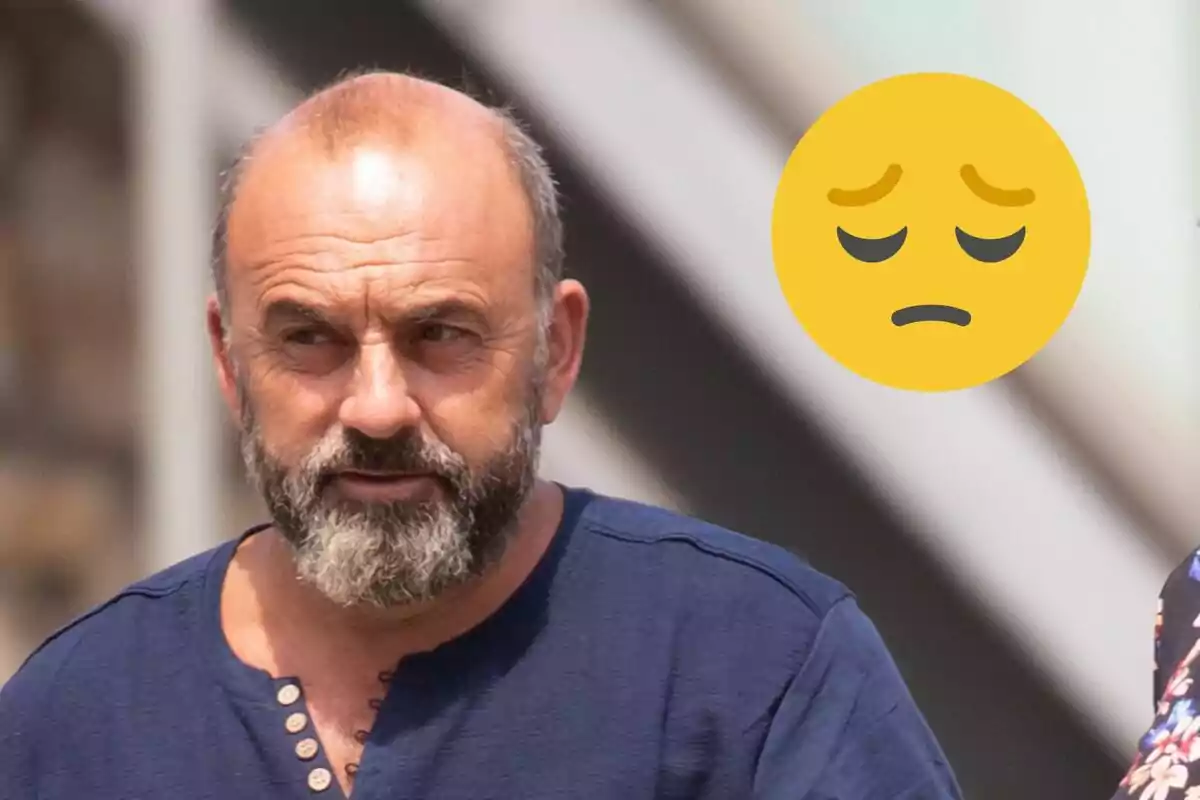 Ginés Corregüela con barba y camiseta azul aparece junto a un emoji de cara triste.