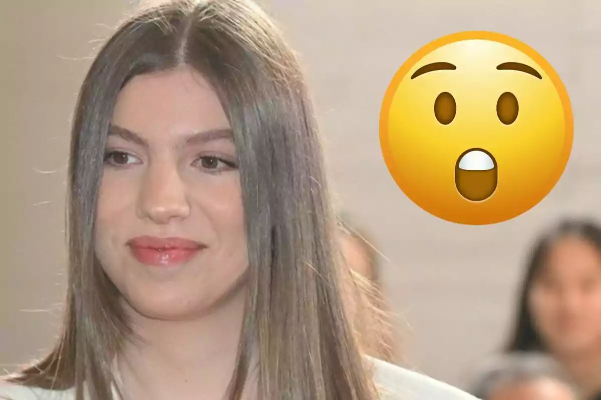 La infanta Sofía junto a un emoji de cara sorprendida.