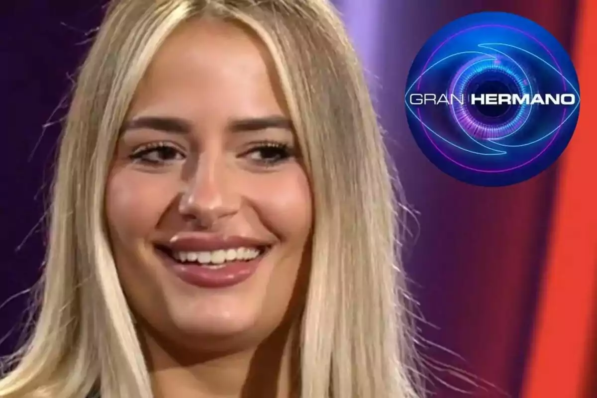 Laura Galera rubia sonriente con el logo de Gran Hermano al lado.